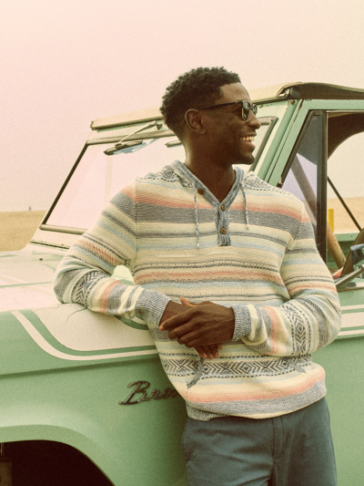 Shop Faherty Cove Sweater Hoodie In Sierra Paradise