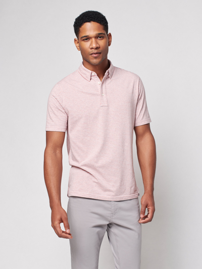 Shop Faherty Movement&trade; Short-sleeve Polo Shirt In Rose Madaket Stripe
