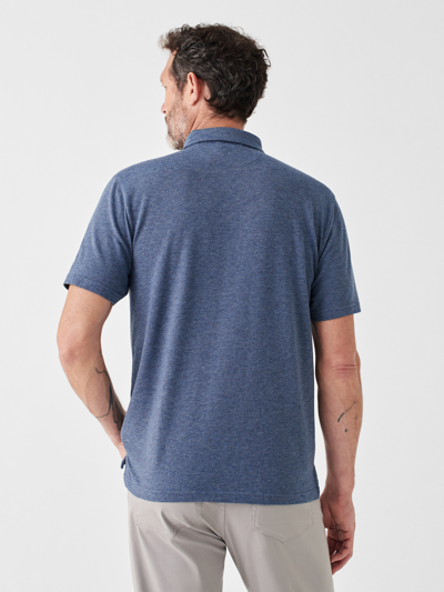 Shop Faherty Movement&trade; Short-sleeve Polo Shirt In Sea Navy Melange