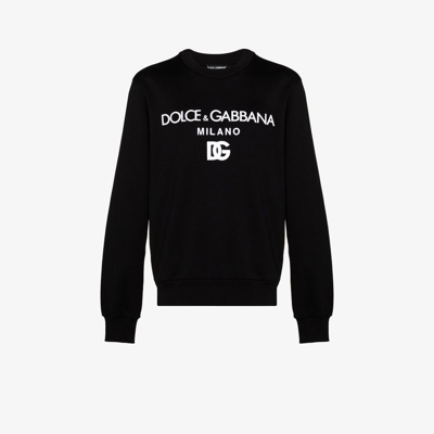 Shop Dolce & Gabbana Black Logo Cotton Sweatshirt