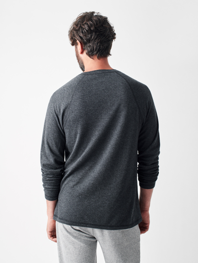 Shop Faherty Cloud Cotton Long-sleeve Henley T-shirt In Charcoal Heather