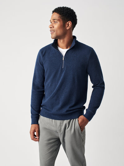 Shop Faherty Legend&trade; Sweater Quarter Zip In Navy Twill