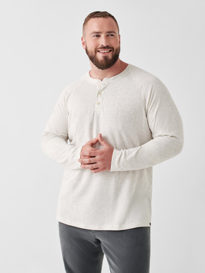 Shop Faherty Cloud Cotton Long-sleeve Henley T-shirt In Ivory Heather