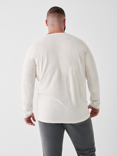 Shop Faherty Cloud Cotton Long-sleeve Henley T-shirt In Ivory Heather
