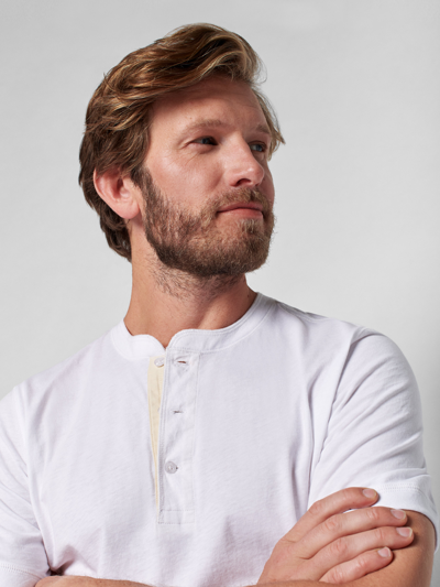Shop Faherty Tradewinds Henley T-shirt In White