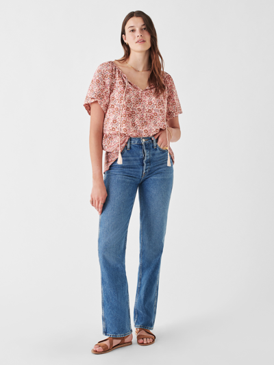 Shop Faherty Florence Top In Earth Block Print