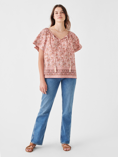 Shop Faherty Florence Top In Earth Block Print