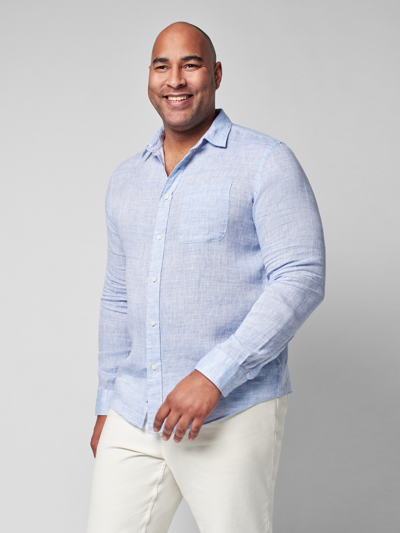 Shop Faherty Linen Laguna Shirt In Light Blue Melange