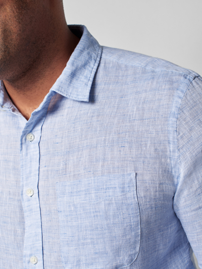 Shop Faherty Linen Laguna Shirt In Light Blue Melange