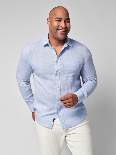 Faherty Laguna Linen Button-up Shirt In Light Blue Melange