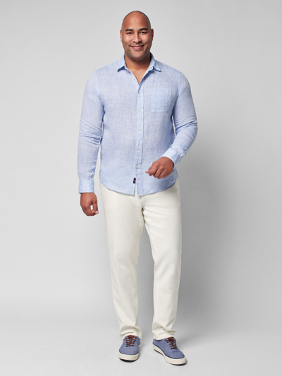 Shop Faherty Linen Laguna Shirt In Light Blue Melange