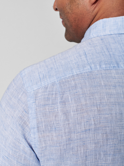 Shop Faherty Linen Laguna Shirt In Light Blue Melange