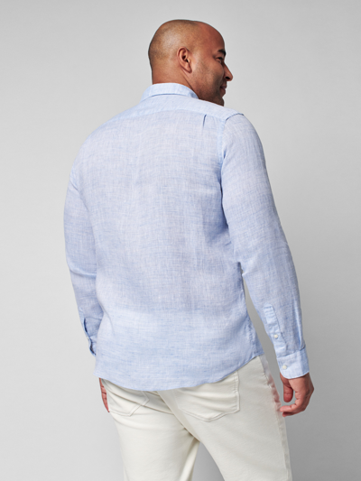 Shop Faherty Linen Laguna Shirt In Light Blue Melange
