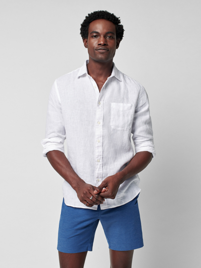 Faherty Laguna Linen Button-up Shirt In White