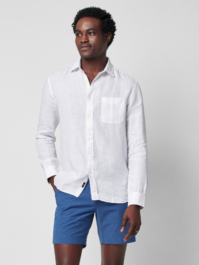 Faherty Laguna Linen Button-up Shirt In White