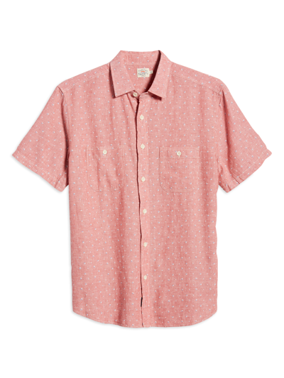 Shop Faherty Short-sleeve Island Workshirt In Red Native Micro
