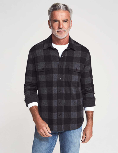 Shop Faherty Legend&trade; Sweater Shirt In Charcoal Black Buffalo