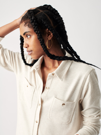 Faherty Legend Knit Button-up Shirt In Off White