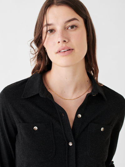 Faherty Legend Sweater Shirt In Heathered Black Twill