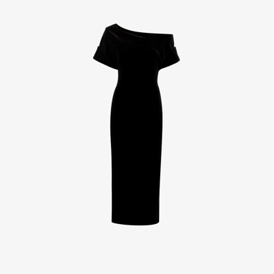 Shop Christopher Kane Black Off-the-shoulder Velvet Midi Dress