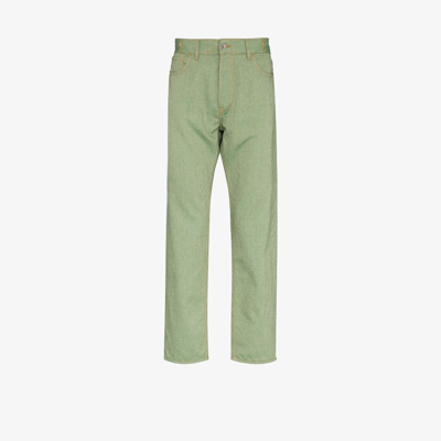 Shop Ymc You Must Create Green Tearaway Striped Slim Leg Jeans