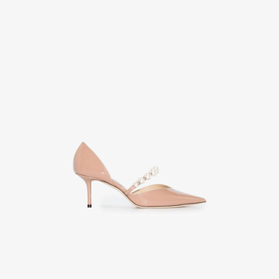 Shop Jimmy Choo Aurelie 65 Faux Pearl Patent Leather Pumps - Women's - Leather In Pink