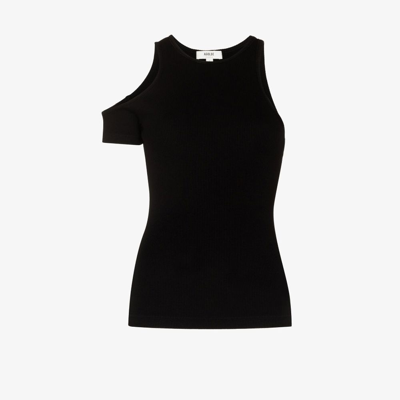 Shop Agolde Black Val Asymmetric Cut-out Top