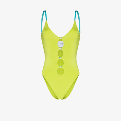 Shop Poster Girl Yellow Cut-out Swimsuit In Green