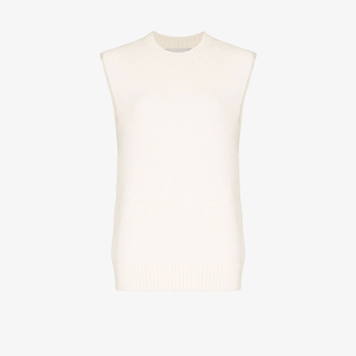 Shop Stella Mccartney Neutral Sleeveless Knitted Vest In White