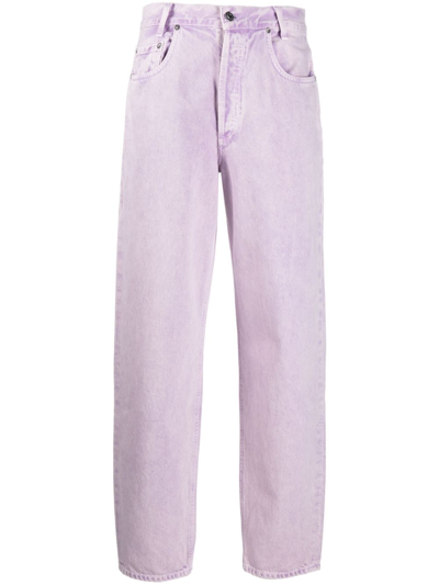 Agolde Baggy Tapered-leg Organic-cotton Denim Jeans In Purple