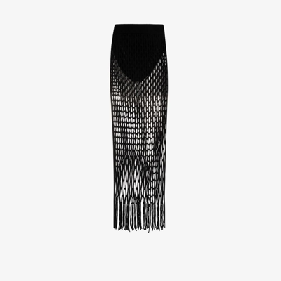 Shop Dion Lee Reef Open-knit Midi Skirt In Black