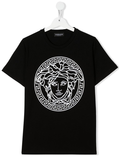 Shop Versace Teen Black Medusa Print T-shirt