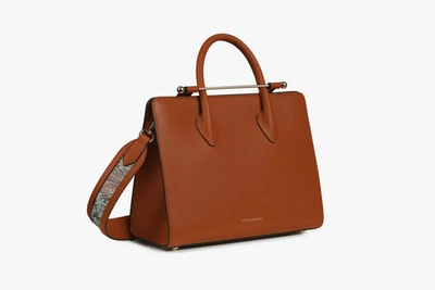 Shop Strathberry Top Handle Leather Tote Bag In Tan