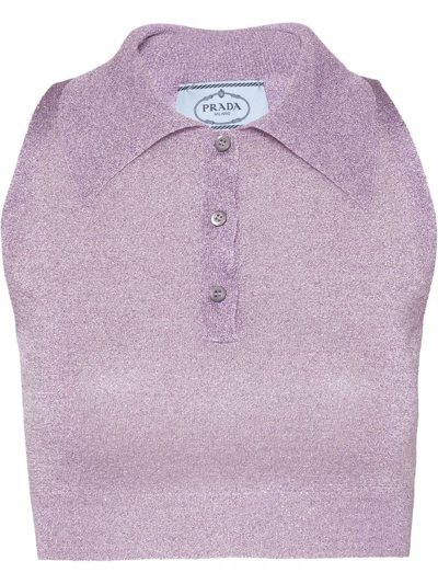 Shop Prada Women's T-shirts And Top -  - In Purple Synthetic Fibers