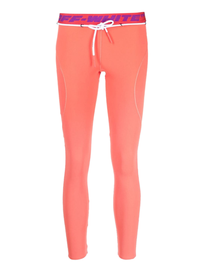 Shop Off-white `athletic Logo Band` Leggings In Red