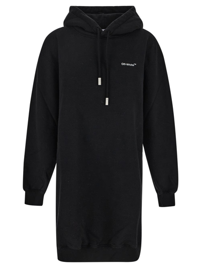 Shop Off-white Diagram Hoodie Sweatshirt Dress In Black