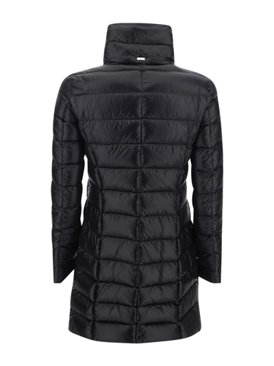 Herno Maria Long Down Jacket In Black Nylon In Black