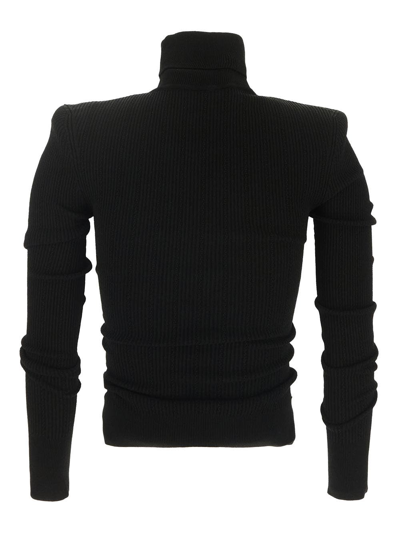 Shop Balmain Knitted Pullover With Goldtone Buttons In Black