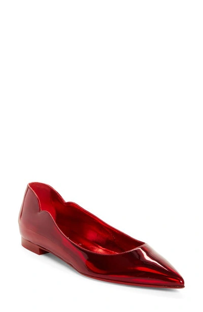 Shop Christian Louboutin Hot Chickita Pointed Toe Flat In Loubi Red