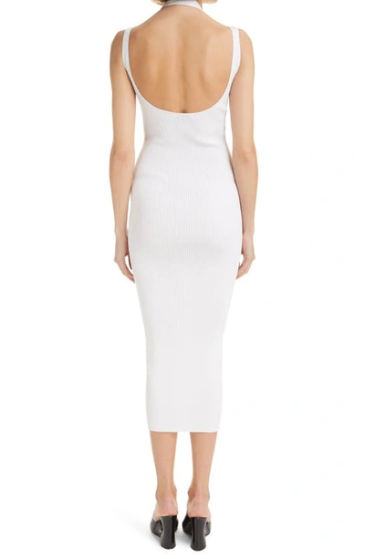 Shop Alaïa Sleeveless Cutout Rib Midi Dress In Blanc 000