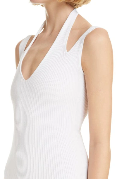 Shop Alaïa Sleeveless Cutout Rib Midi Dress In Blanc 000