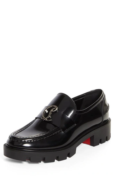 Louboutin Patent Medallion Red Sole Loafers In Black | ModeSens
