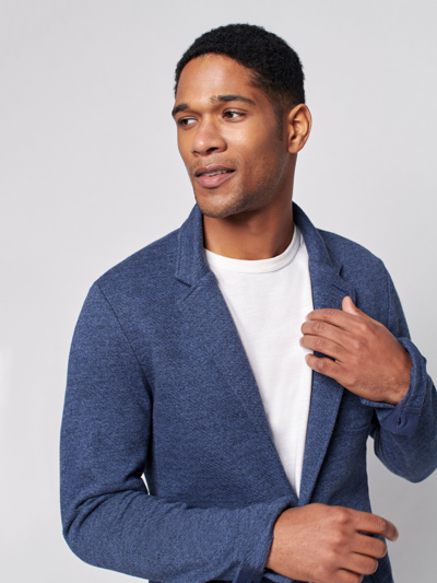 Shop Faherty Inlet Knit Blazer In Deep Navy Melange