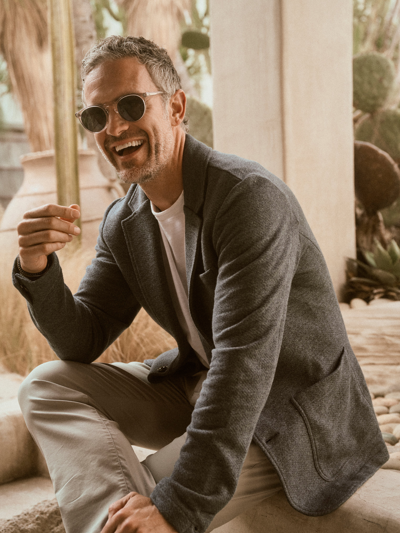 Faherty Inlet Slim Fit Knit Blazer In Deep Navy Melange