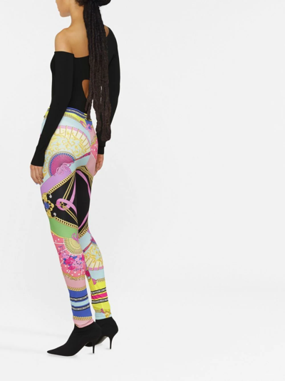 Shop Versace All-over Graphic-print Leggings In Rosa