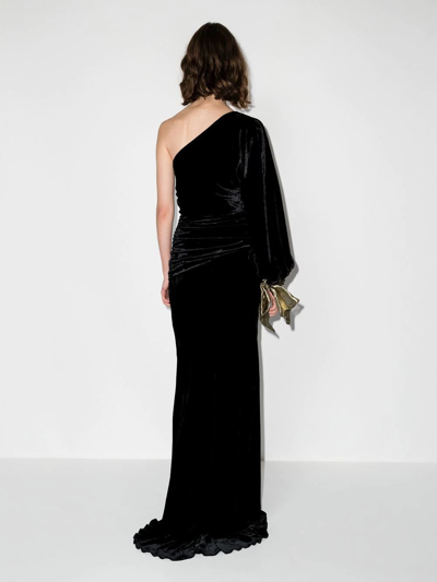 Shop Maria Lucia Hohan One-shoulder Silk Velvet Gown In Black