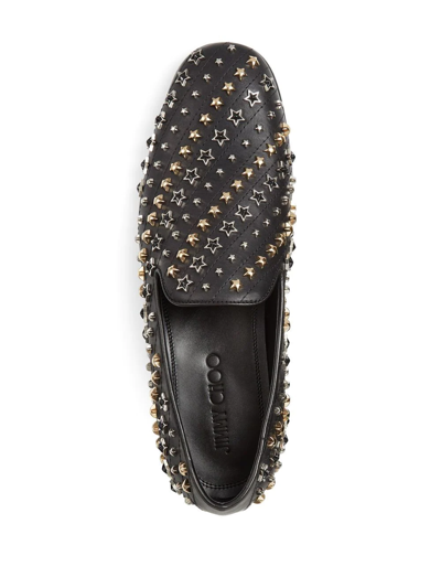 Shop Jimmy Choo Thame Star-studded Leather Loafers In Black