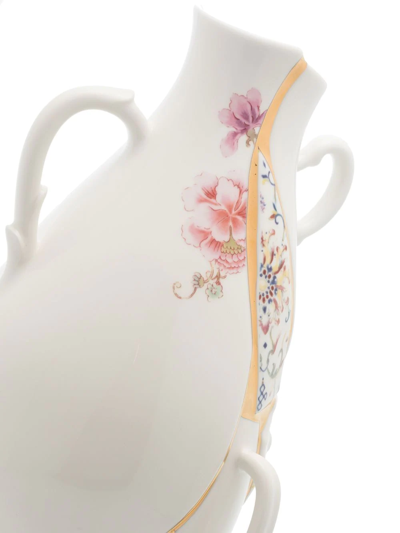 Seletti Kintsugi 24ct Yellow-gold Plated Porcelain Vase 32cm In White