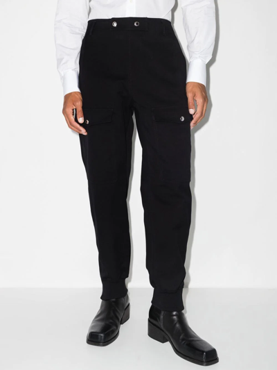 Alexander Mcqueen Black Cargo Cotton Track Pants In Schwarz