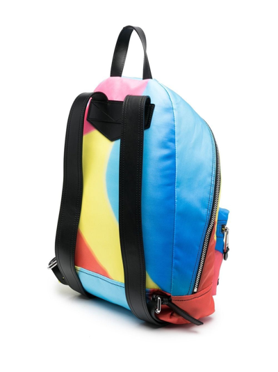 Shop Moschino Colour-block Multi-pocket Backpack In Blue